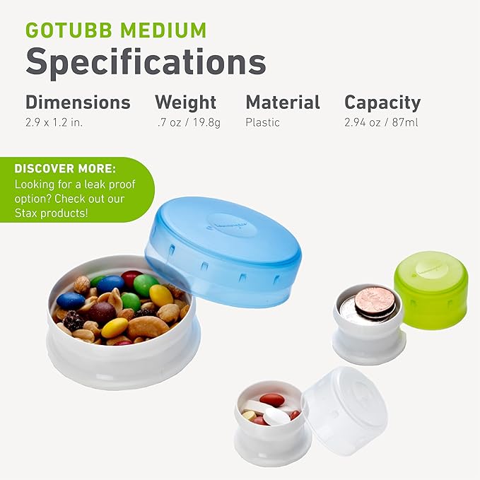 humangear GoTubb | Hard Container | Easy Open | Food-Safe Material, Clear/Orange/Red, Medium