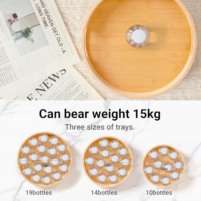 10in Bamboo Lazy Susan Turntable for Cabinet, Spices Organizer with Large and Stable Chassis,Lazy Susan for Table Top,360 Rotating Bamboo Spice Rack,for Kitchen Bathroom Dinning Table (10in)