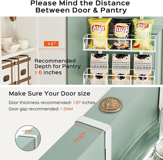 White 8-Tier Over The Door Pantry Organizer, Pantry Organization And Storage, Metal Hanging Spice Rack Shelves Door, Home & Kitchen Essentials, Laundry Room Bathroom Organization