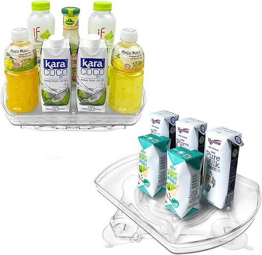 360° Rotating Lazy Susan Turntable Organizer - Multifunctional Rectangular Organizer 11.8" x 8.7" for Refrigerator, Cabinet, Pantry, and Kitchen Countertop (2 Pack)