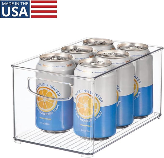 iDesign Stackable Pantry Bin with Handles for Cabinets, Fridge or Freezer, Clear, Made in USA
