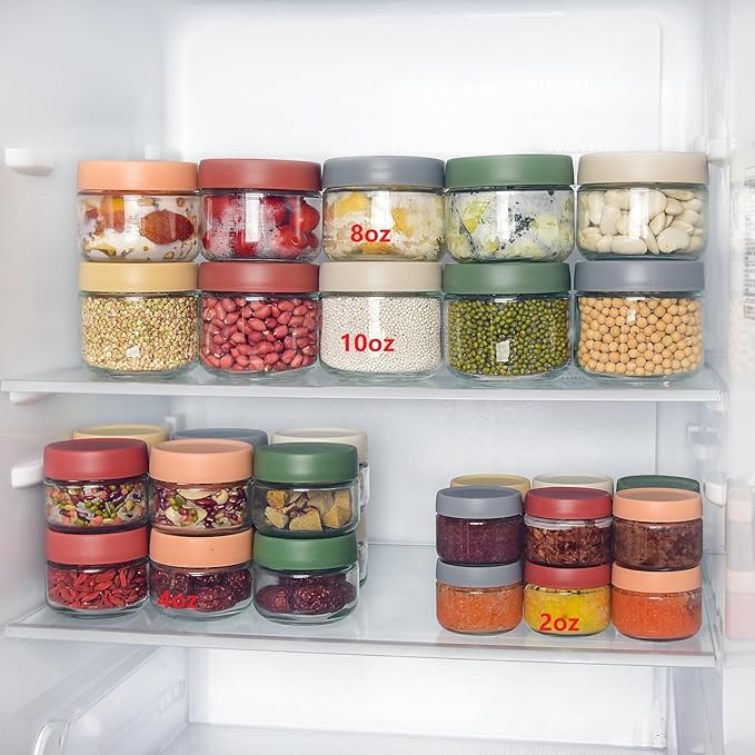 10 oz Glass Jars with Lids Meal Prep Portion Control Containers Pudding Yogurt Overnight Oats Salad Snack Cereal Candy Food Storage Cups Bowls Airtight