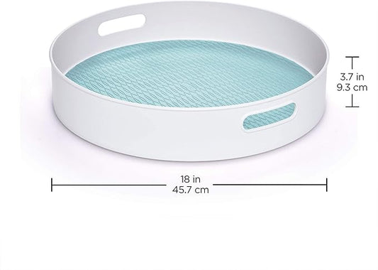 Copco Non-Skid Under-Sink Pantry Cabinet Kitchen Organizer, 18-Inch, White/Aqua Sky