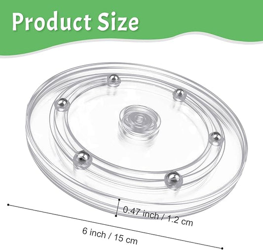 6 inch Clear Lazy Susan Turntable Acrylic Organizer Heavy Duty Ball Bearing Revolving Display Base Kitchen Pantry Spice Cabinet Stand Decorating