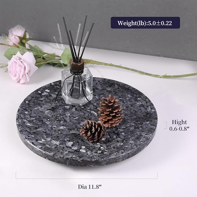BCS Marble Lazy Susan, 12 in Round Table Top Organizer, Black
