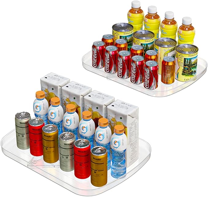 Lazy Susan Turntable Organizer for Refrigerator 360° Refrigerator Organizers and Storage Lazy Susan Organizer for Fridge, Cabinet, and Pantry,15.82"x12",(Clear 2 Pack)