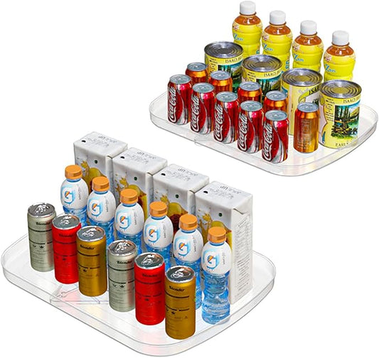 Lazy Susan Turntable Organizer for Refrigerator 360° Refrigerator Organizers and Storage Lazy Susan Organizer for Fridge, Cabinet, and Pantry,15.82"x12",(Clear 2 Pack)