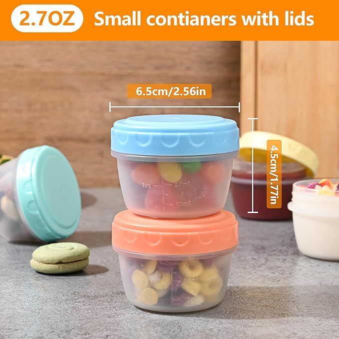 12 Pack Salad Dressing Containers To Go 2.7 oz Small Condiment with Lids Reusable Bpa-Free Leakproof Dipping Sauce Cups for Snack,Kitchen Storage,Camping,Travel