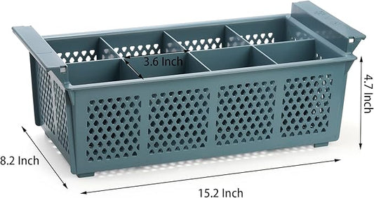 Nicunom Utensil Caddy Silverware Holder with 8 Slots, Kitchen Cutlery Organizer for Spoon, Napkin, Fork, Knives, Cups - Flatware Rack Condiment Caddy for Camping RV BBQ Picnic Party