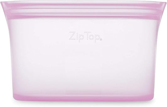Zip Top Reusable Food Storage Bags | Small Dish [Lavender] | Silicone Meal Prep Container | Microwave, Dishwasher and Freezer Safe | Made in the USA