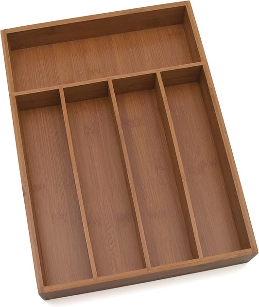 Lipper International 8876 Bamboo Wood Flatware Organizer, 5 Compartments, 10 1/2" x 14" x 2"