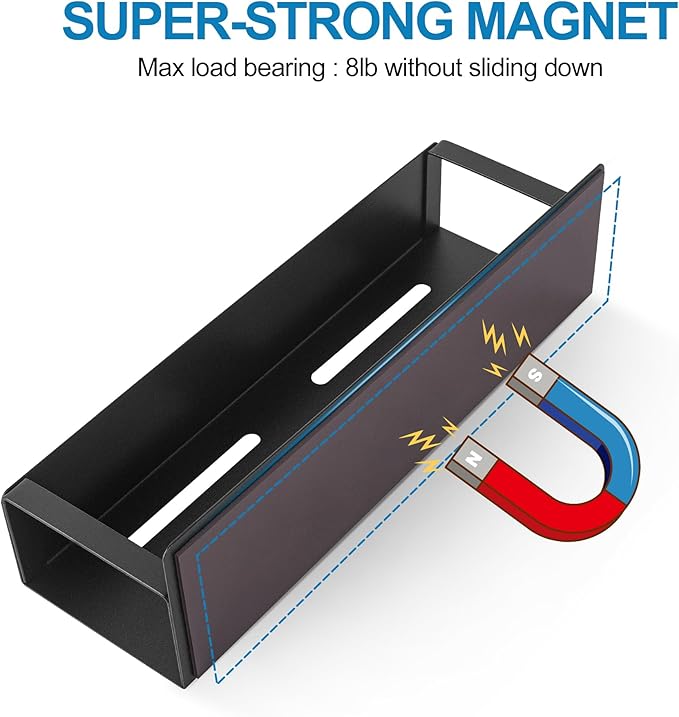 Magnetic Spice Rack for Refrigerator, 2 Pack Moveable Fridge Magnetic Spice Racks, Strong Metal Magnetic Shelves for Refrigerator and Microwave Oven, Black