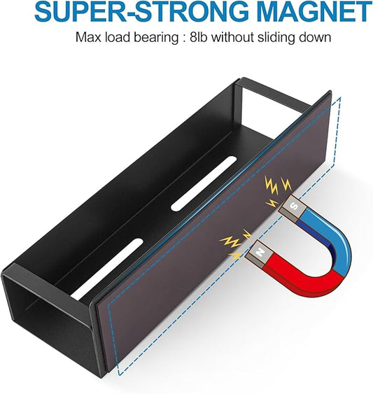 Magnetic Spice Rack for Refrigerator, 2 Pack Moveable Fridge Magnetic Spice Racks, Strong Metal Magnetic Shelves for Refrigerator and Microwave Oven, Black