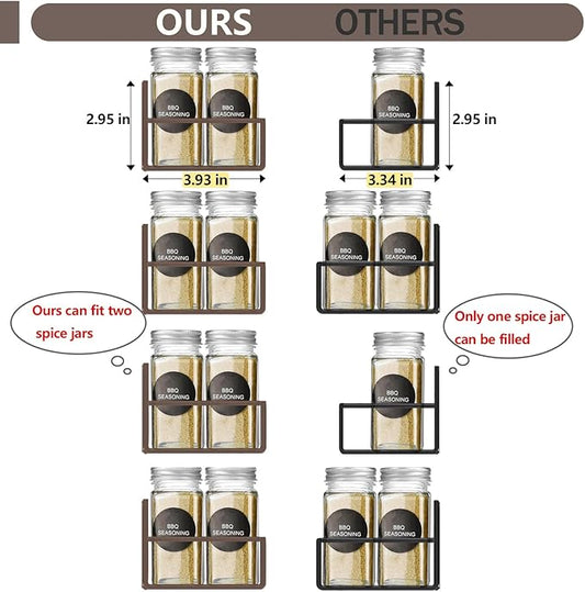 Magnetic Spice Rack Organizer for Fridge Seasoning Organizer for Kitchen storage with Screw or Adhesive Hanging,Magnetic Shelf with Hook for Refrigerator and Oven (Bronze, 4pack)