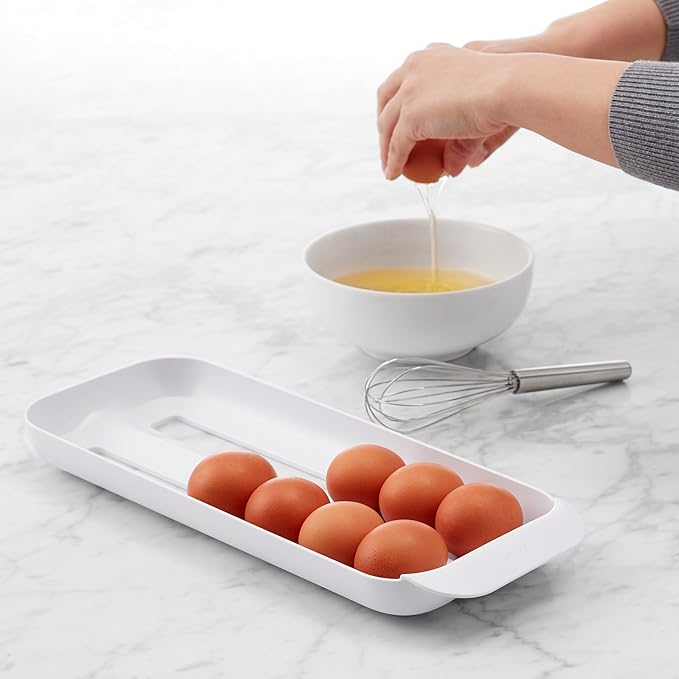 YouCopia FridgeView Rolling Egg Holder, BPA-Free Stackable Eggs Organizer with Removable Tray for Refrigerator Storage