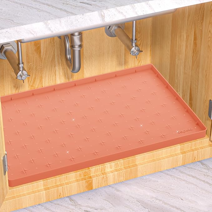 Sdpeia Under Sink Mat for [22" x 19"] Cabinet, Upgraded Silicone Waterproof Mat Kitchen Cabinet Liner Cabinet Protector Kitchen Organizers and Storage