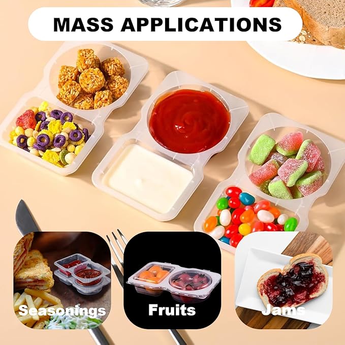 30 Set Thickened Reusable Leak-proof Snack Container with Lid, Dual Compartments Dip Holder - Refrigerator & Microwave Safe, Ideal for Fruits, Outdoor Activities, and On-the-Go Sauce Storage