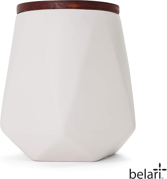 Faceted Storage Canister - Food Storage Container for Kitchen Organization - Ceramic Kitchen Storage Containers - Kitchen Canisters - Kitchen Counter Organizers and Storage (Large, White)