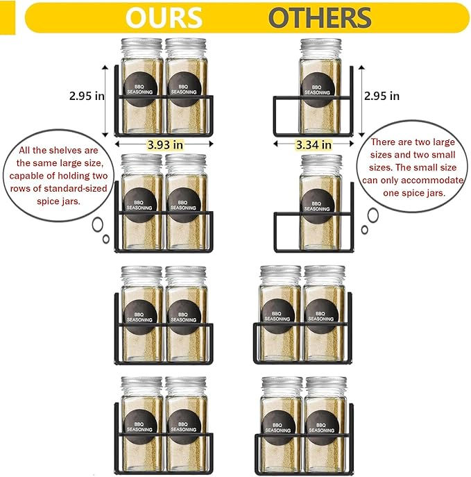 Magnetic Spice Rack Organizer for Fridge Seasoning Organizer for Kitchen storage with Screw or Adhesive Hanging,Magnetic Shelf with Hook for Refrigerator and Oven (White, 4pack)
