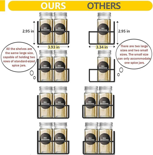 Magnetic Spice Rack Organizer for Fridge Seasoning Organizer for Kitchen storage with Screw or Adhesive Hanging,Magnetic Shelf with Hook for Refrigerator and Oven (Black-non-magnetic, 4pack)