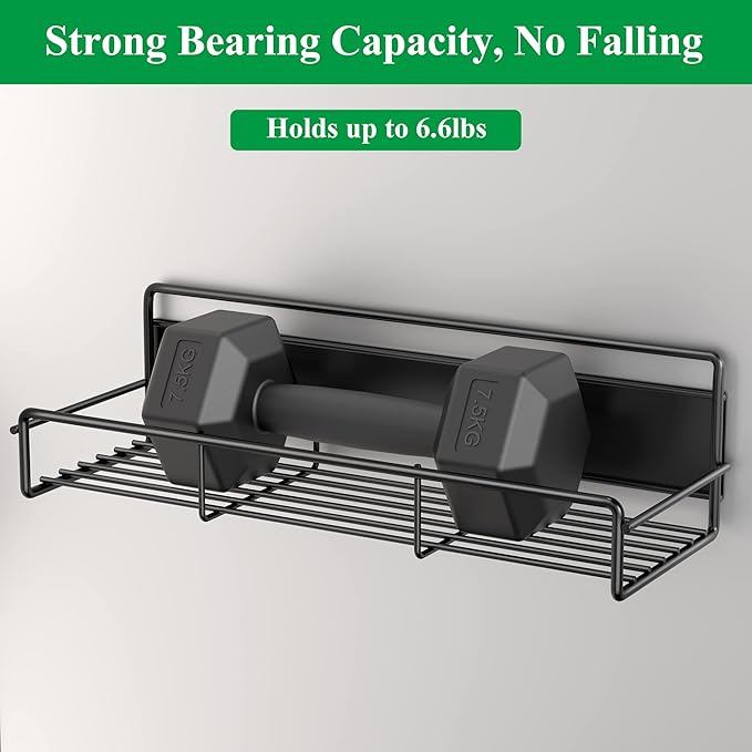 6 Pack Magnetic Spice Rack Organizer for Refrigerator and Microwave Oven, Metal Fridge Shelf for Kitchen, Matt Black
