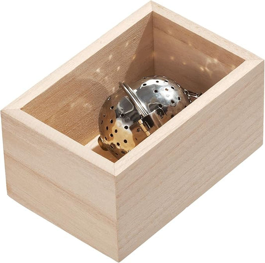iDesign Renewable Paulownia Wood Collection Drawer Storage Organizer Bin, 3.3" x 5" x 2.5", Natural