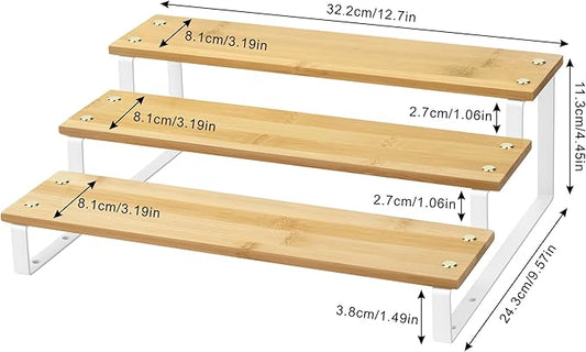 Lonian 3 Tier Spice Rack Organizer, Countertop Step Shelf Spice Storage Holder for Kitchen Cabinet Cupboard Pantry, Metal, Black