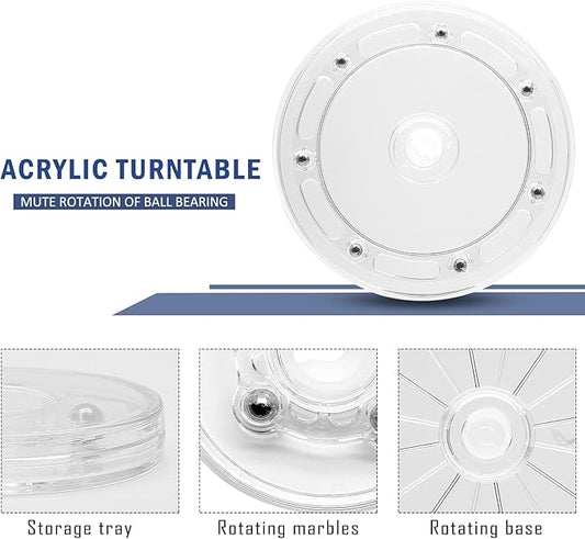 6 Inch Acrylic Turntable Organizer, 2 Pcs Clear 360 Degree Rotation Round Turntable for Kitchen Pantry Table Countertop Cabinet Decorating