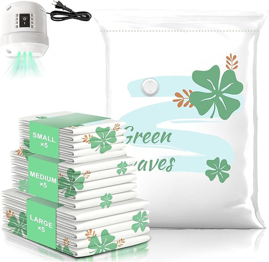 15 Pack Vacuum Storage Bags for Clothing Travel with High Pressure Electric Pump, 3 Sizes Large/Medium/Small Space Saver Bag Vacuum Sealed for Luggage Blankets, Vacuum Seal Bag for Bedding Comforters