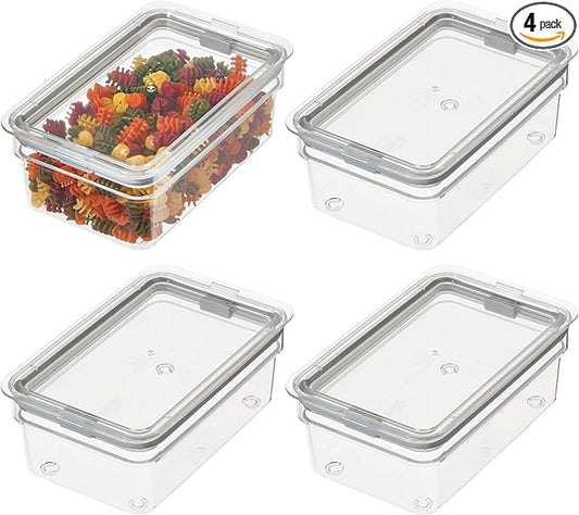 iDesign Medium Food Storage Bin with Airtight Lid for Kitchen or Pantry Storage - Set of 4 - Clear