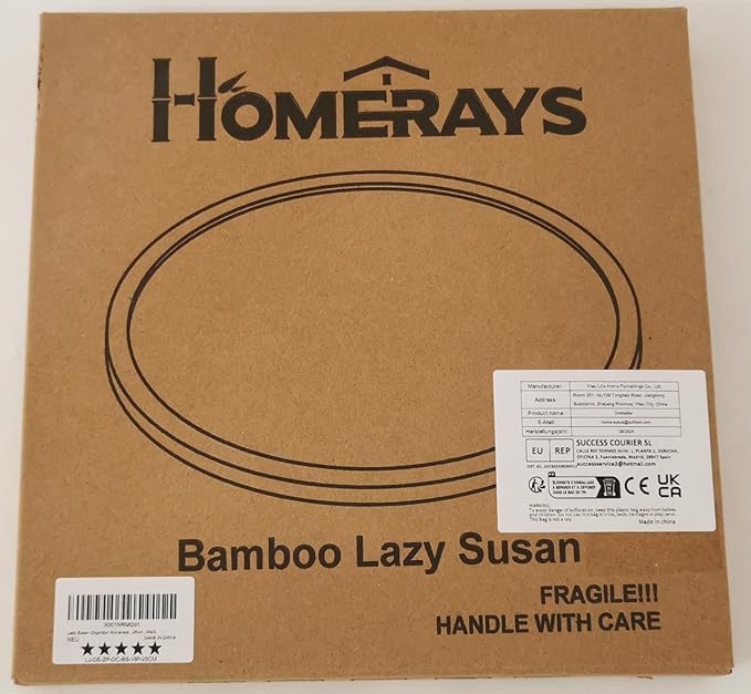 Lazy Susan Organizer Homerays 10 Inch Non-Skid Bamboo Lazy Susan for Kitchen Rotating Spice Rack for Kitchen Cabinet, Wood Turntable for Kitchen Countertop Organizer White