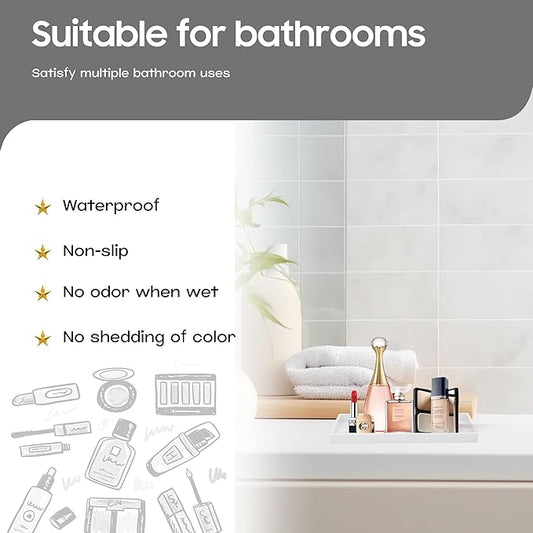 Vanity and Bathroom Tray, 7.7" ABS Countertop Organizer,Waterproof Vanity Tray for Toilet Tank,Perfume,Soap,Keys,Bathroom Accessories,Kitchen and Bath Trays,Non Slip Small Trays,White