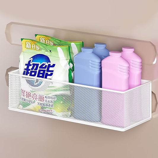 Magnetic Shelf for Washing Machine, Washer Dryer Shelf, Magnetic Lint Bin for Laundry Room, Spice Rack, Magnetic Basket Organizer for Laundry Kitchen, 1 Pack (White, 13.39''L*5.12''W*3.74''H)