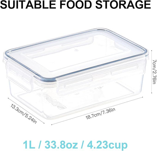 KAGUYA 4 pack Food Storage Containers with Lids, Plastic Food Containers for Pantry Organizers and Storage, 34 Oz, 100% BPA Free, Leak-Proof, Microwave and Freezer Safe