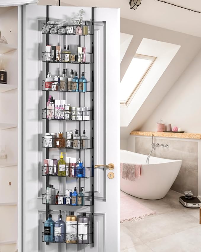Over The Door Pantry Organizer, Kitchen Organizers and Storage - 8-Tier Pantry Organizers and Storage, Over The Door Organizer for Laundry Room Bathroom Organization, Metal Hanging Spice Rack