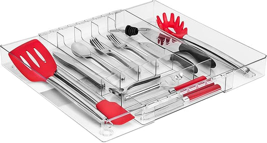 Sorbus Silverware Organizer – Expandable Kitchen Drawer Organizer, Adjustable Utensil Organizer, Cutlery Tray for Forks, Knives, Spoons – Multipurpose Flatware and Kitchen Storage Solution