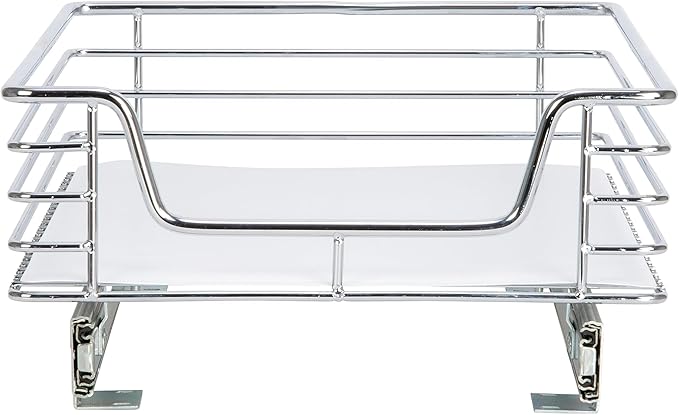 Household Essentials Glidez Chrome-Plated Steel Pull-Out/Slide-Out Storage Organizer with Plastic Liner for Under Cabinet Use - 1-Tier Design - Fits Standard Size Cabinet or Shelf, Chrome