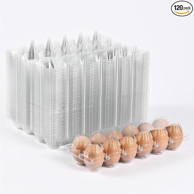 120 Piece Transparent Plastic Egg Cartons Specs2×6 12 Individuai Plastic EggCartons Farm Eggs Storage Size11×3.93×2.6inch(2x6 12 bulk Egg Cartons, 120 pieces)