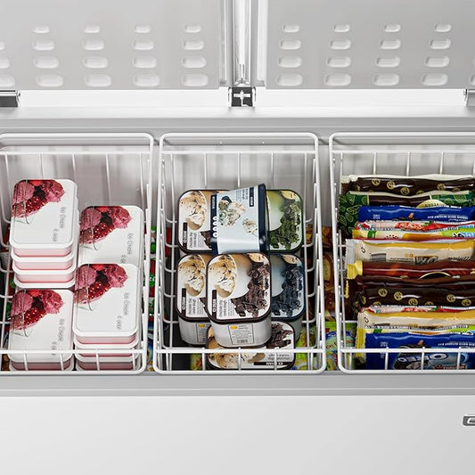 17.5 Inch Chest Freezer Organizer Storage Baskets Bins Metal Wire, Settle freezer chaos and reduce food waste effectively, Durable, Fully Use Space, Improve Air Circulate, 4 Pack