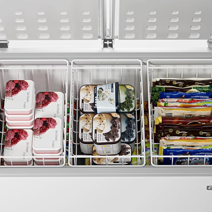 16.5 Inch Chest Freezer Organizer Storage Baskets Bins Metal Wire, Settle freezer chaos and reduce food waste effectively, Durable, Fully Use Space, Improve Air Circulate, 4 Pack