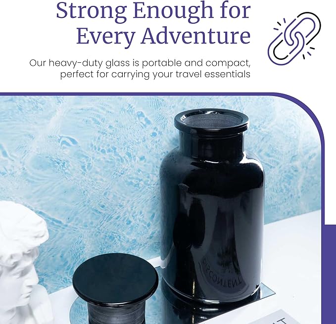 Infinity Jars 1L (34 Fl oz) Round jar Black Ultraviolet Glass Refillable Empty Apothecary Jar with Airtight Glass Lid for Tea, Spices, Dried Goods, Herb Storage | Airtight Smell Proof Jar
