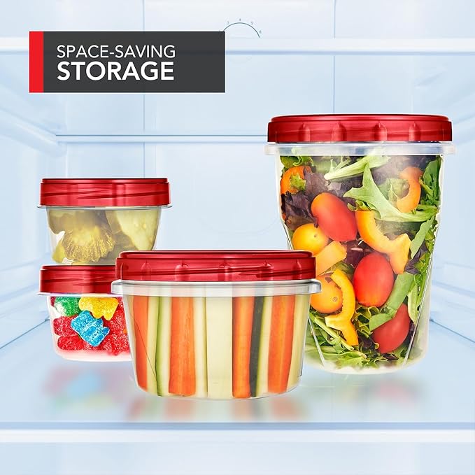 16oz Plastic Containers with Red Twist Top Lids (10 Pack) – 2-Cup Freezer Containers for Leftovers, Airtight Reusable Soup Storage, Microwave & Dishwasher Safe