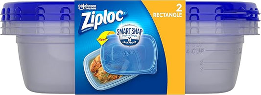 Ziploc Food Storage Meal Prep Containers Reusable for Kitchen Organization, Smart Snap Technology, Dishwasher Safe, Deep Rectangle, 2 Count