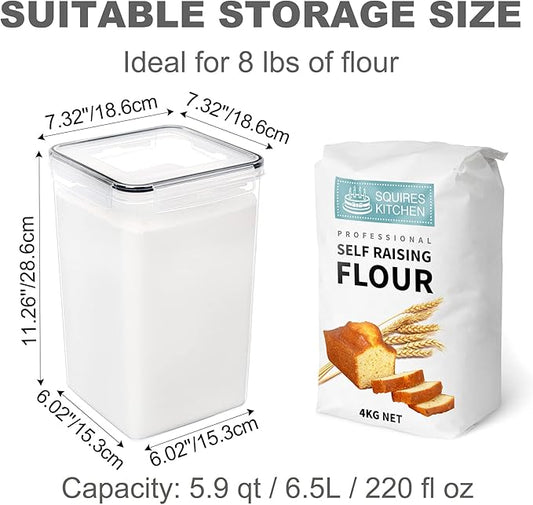 Large Food Storage Containers with Lids Airtight 6.5L / 5.9 quart, for Flour, Sugar, Baking Supply and Dry Food Storage, PANTRYSTAR 2PCS BPA Free Plastic Canisters for Kitchen Pantry Organization
