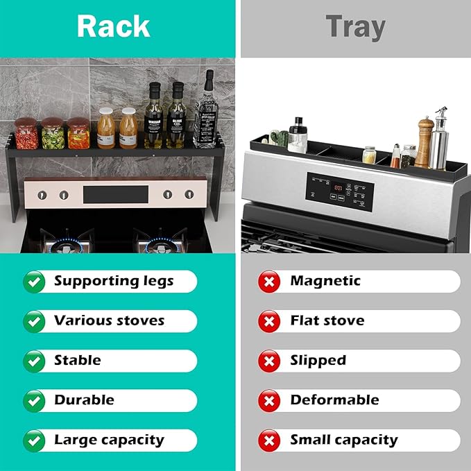 NKM 32.5inch bamboo spice rack,stove top shelf,over the stove shelf for back of stove,kitchen counter shelf for spice organization