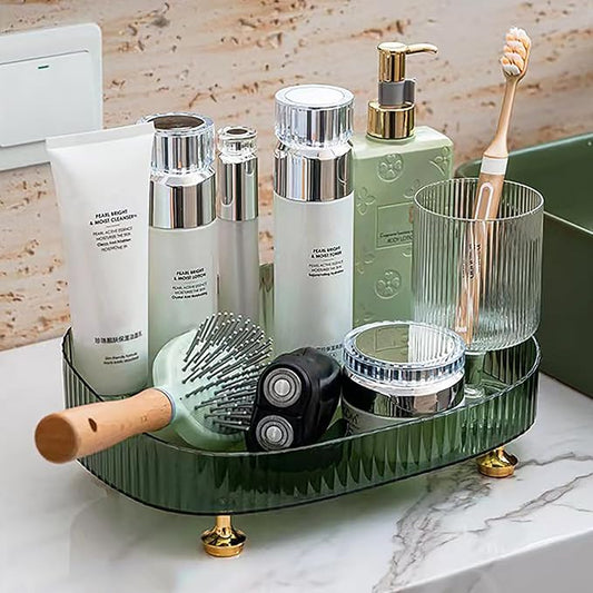 Vanity Tray Perfume Organizer – Acrylic Bathroom Tray,Countertop Storage Decor Trays for Dresser,Makeup Skincare Cosmetic Organization (Green)