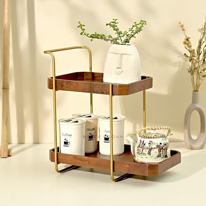 ®️ Handcrafted Premium Homeydo Organizer | Wooden Spice Rack | 2-Tier Kitchen Countertop | Cabinet Storage Shelf | Home Décor Display in Wood (18.0x10.6x18.1 Inch)