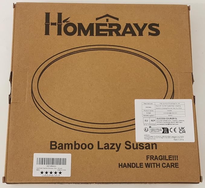 Lazy Susan Organizer Homerays 10 Inch Non-Skid Bamboo Lazy Susan for Kitchen Rotating Spice Rack for Kitchen Cabinet, Wood Turntable for Kitchen Countertop Organizer Black