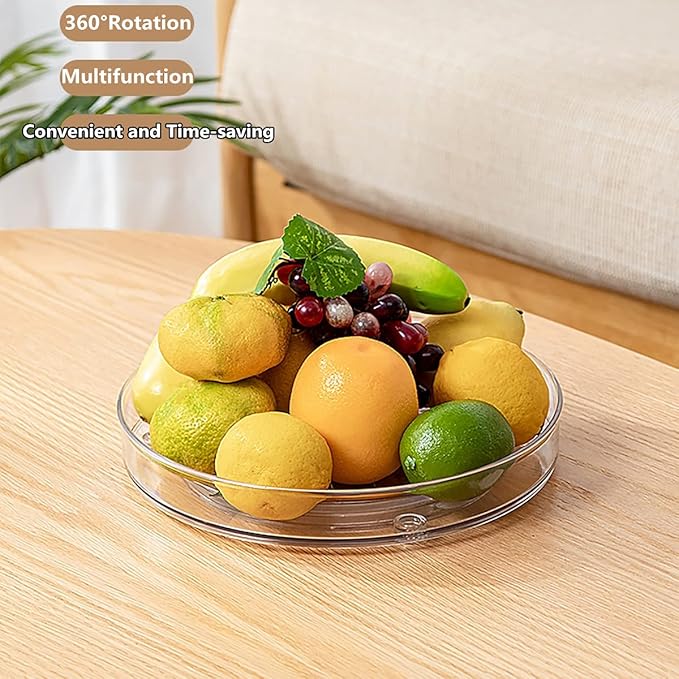 Lazy Susan Round Plastic Clear Rotating Turntable Organization Storage Container Bins for Cabinet Pantry Fridge Kitchen Vanity Spinning Organizer for Spices Condiments (2-Tire-1-Pack, 9 inch)