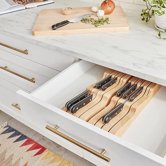 SwitchGrip Victorinox Accessories Storage 14-Slot In-Drawer Tray (17" L x 8.86" W x 1.97" H) Natural Wood, Beechwood (41200.8)